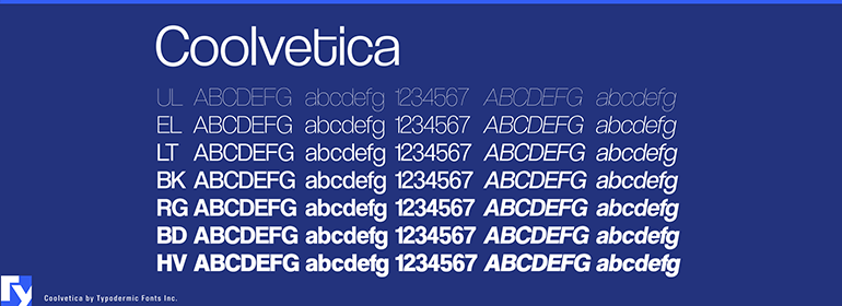 Coolvetica font family names free
